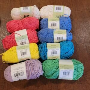 10 Skeins Assorted Just Cotton Yarn Premier 1.76 oz 87 yards each New with tag